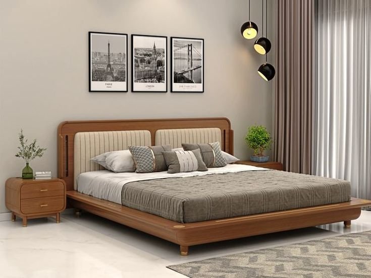 Queen Size Wooden Bed - alternate view