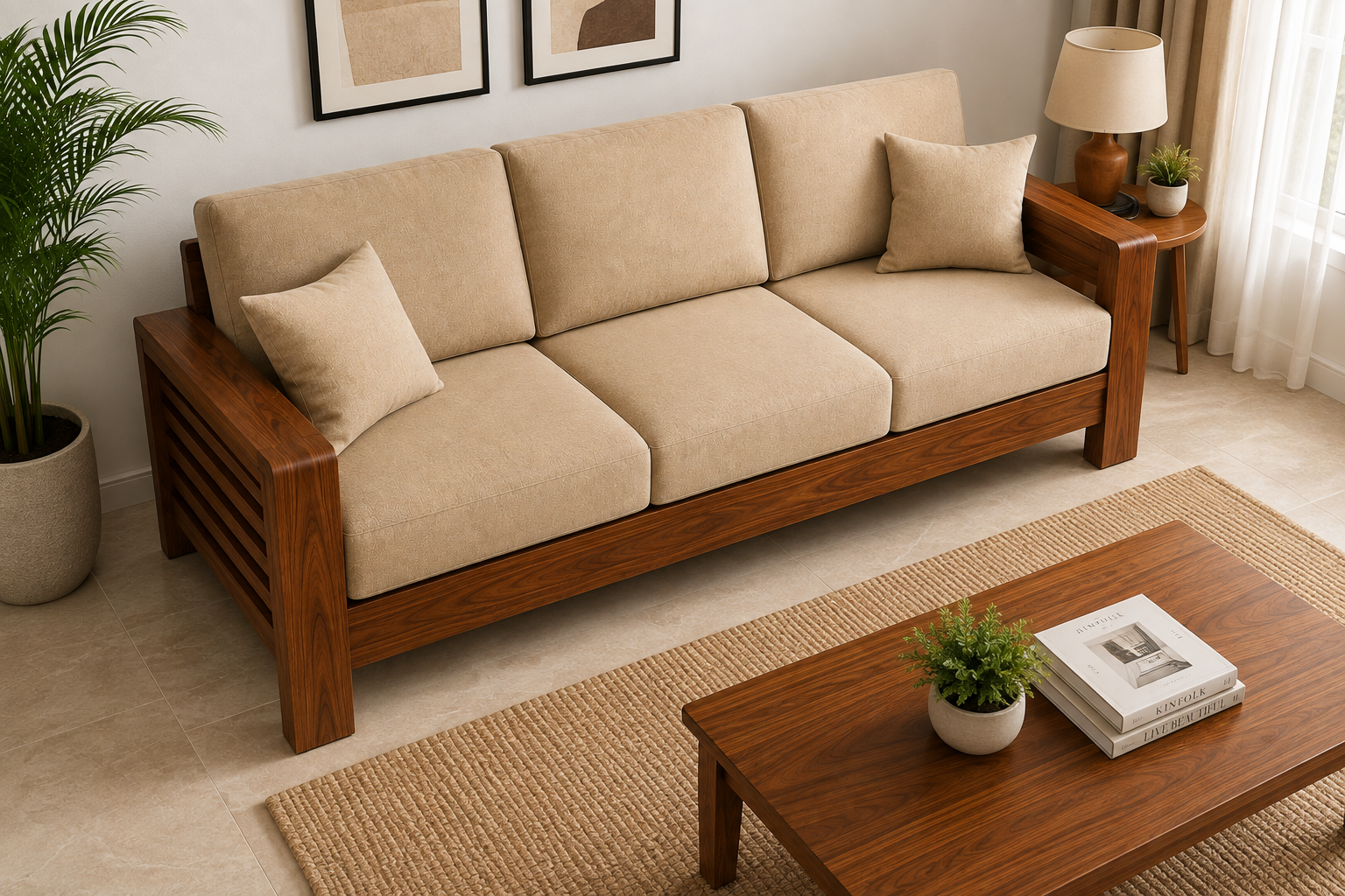 Solid Wood Sofa (3 Seater)